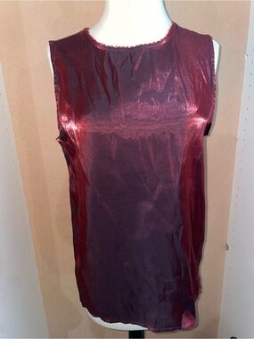 Karen Scott Shimmery Red Beaded Neckline Tank Top